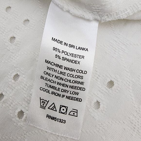 Vince Camuto Top Womens Large White Eyelet Cottagecore Short Slit Sleeve Ties - Picture 8 of 8